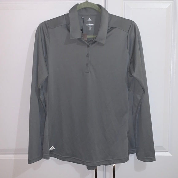 adidas Tops - NWT Adidas Gray Golf Long Sleeve Polo Shirt Large